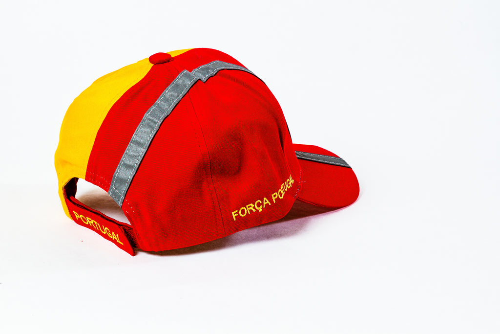 Portugal Baseball Cap w/ Grey Metallic Stripe – Red / Yellow Combo
