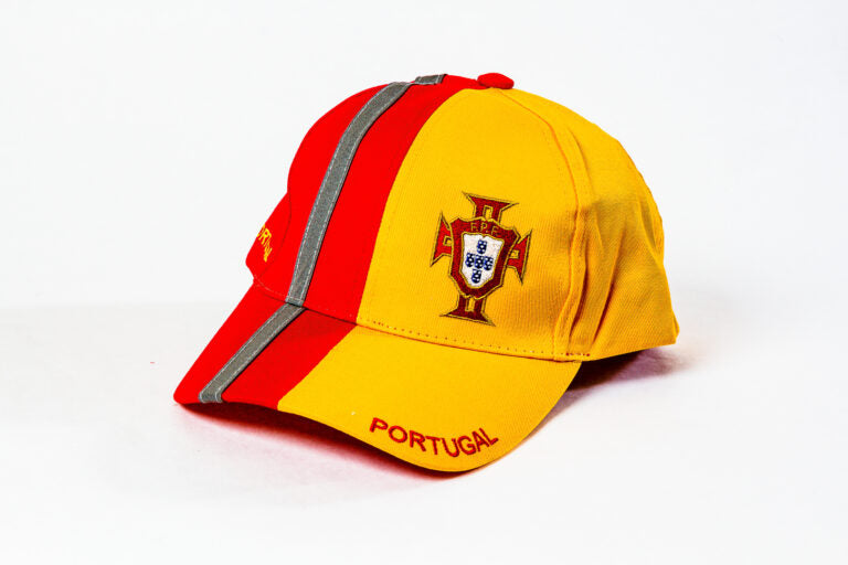 Portugal Baseball Cap w/ Grey Metallic Stripe – Red / Yellow Combo